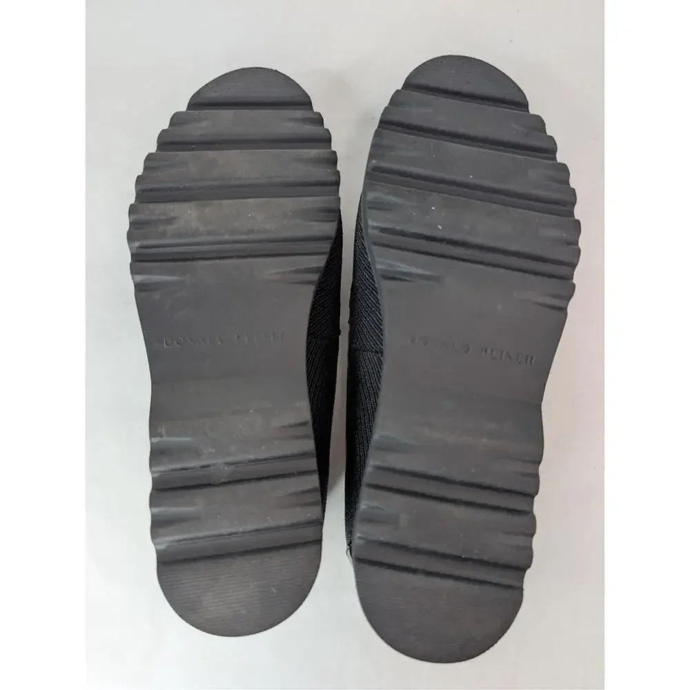 Donald Pliner Clio Black Patent Fabric Slipon Preppy Loafers Size 6